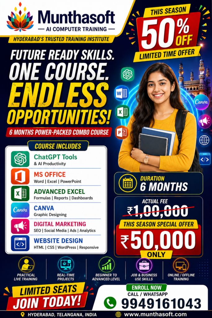 Munthasoft Hyderabad | #1 AI, Digital Marketing & Software Training Institute